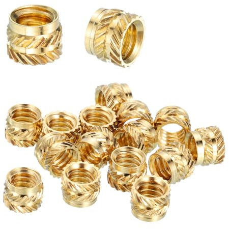 QUARKZMAN 25 Stück Gewindeeinsätze, 1/4-20UNC x 6mm L x 8mm Außendurchmesser Reine Messing Rändelmutter Innengewinde Hitzeeinsetzbare Einpressmuttern für 3D-Druck Kunststoffmaterialien