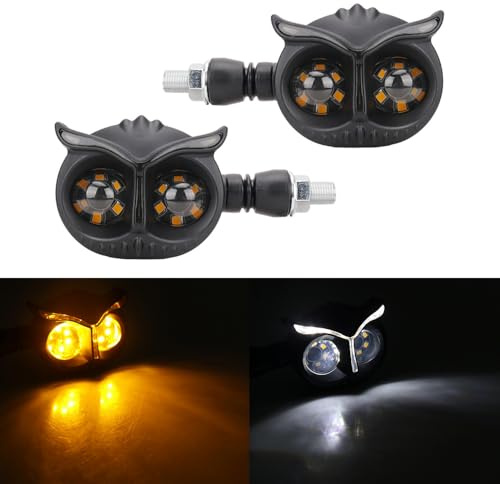 APEBAZY 2 Stück Motorrad-Blinker im Eulen-Design LED-Blinker 12 V Tagfahrlicht (Gelb und Weiß)