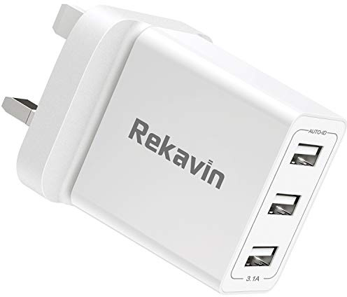 USB Plug,Multi USB Charger Plugs Adaptor UK 15W Phone Plugs with USB Port Multiple Way 3 Pin Double Mains Charge Head 5V 3.1AMP Multiport Charging for iPhone 14 13 12 11 SE XS XR X 8 7 6 5,iPad