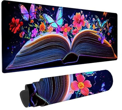Tapis de Souris de Jeu, 1400 x 600 mm XXL Tapis Souris Gaming Grand, Antidérapant Étanche, iExtended Long Clavier Mouse Pad XXL, Accessoire Bureau, pour Gamer, Ordinateur, PC (Livres Papillons) i-749