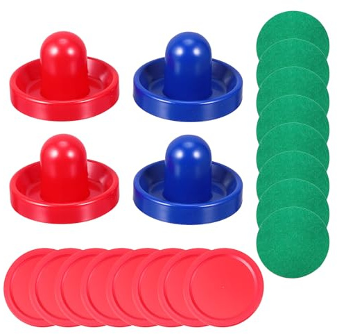 Zerodeko Set 4 Spingitori da Air Hockey 96mm e 16 Dischi in Plastica 64mm Base in Feltro, Accessori per Tavolo da Gioco Hockey ad Aria, Ricambi per Sala Giochi e Sport
