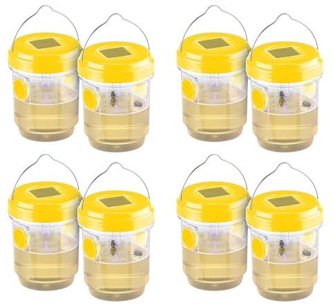 Exbuster Insekten-Fallen: 8er-Set giftfreie Solar-LED-Insektenfalle zum Aufhängen und Hinstellen (Wespen-Falle, Insektenfallen für Wespen)