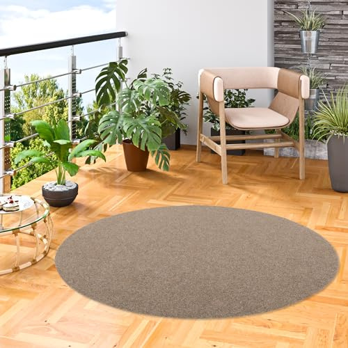 Kunstrasen Rasenteppich mit Noppen Kingston Beige Rund in 5 Größen