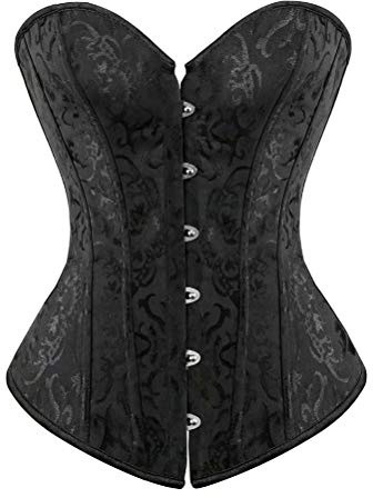Corset Bustier Sexy Femme Top Grande Taille Lingerie Lace Satin Noir S