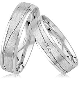 GIORO Salo Eheringe Trauringe Hochzeitsringe massiv Weißgold *handgefasste Brillanten* Paarpreis Echtes Gold (8 Karat (333) Weißgold)
