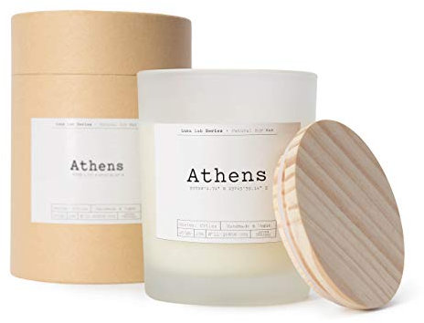 Lumaland Luma Lab City Memories Duftkerze Athens - aus 100% veganem Sojawachs - nachhaltig, stilvoll - Kerze im Glas - Fresh Rosewood - Aroma & Entspannung