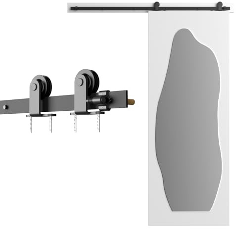 WOLFBIRD 6.6FT/200CM Binario per Porta Scorrevole Kit, Nero e Rustico Porta Scorrevole Kit Accessori per Porta Singola Scorrevole
