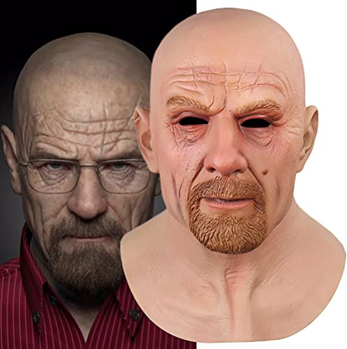 Läskigmask, Halloween latexmask, nyheter om skräckmasker, gammal man skrämmande helhuvudsmask, realistisk rolig ansiktsmask, gammal man mask med hår för Halloween fest cosplay party kostym