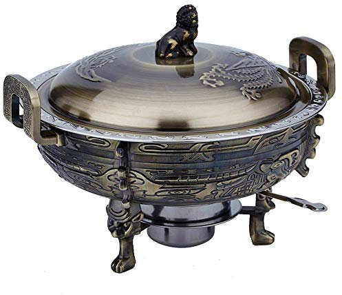 BERTY·PUYI Pot Chaud en Acier Inoxydable - Flacon De Hanche en Relief Antique Cuivre Antique Petit Pot Chaud en Carbone Chaudière À Feu Solide Pot Sec Domestique Commercial Sec-Bronze