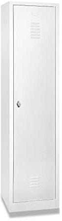 Schrank & Stuhl Spind – Metallspind mit einem Abteil in 180 x 41,5 x 50 cm, Schließfachschrank mit Hutboden & Drehriegelverschluss, Lieferung komplett montiert, Grau