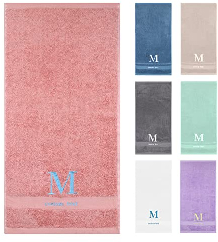 AIVYNA Handtuch mit Namen Bestickt, Personalisierte Handtücher 100% Baumwolle Frottiertücher Bestickt mit Wunschtext,Geschenk Badetuch (34 x 74 cm, rosa)