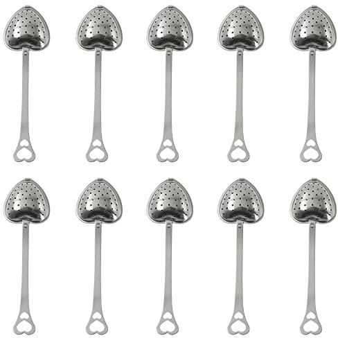 Colador De Té Acero Inoxidable - Hojas Sueltas Bola En Forma CorazóN Con Mango Infusor Bolas Asa Para Flores Granel Especias Juego Bolsas Accesorios Suelto El Flores, 10 Piezas