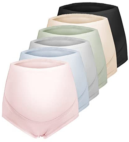AOOPOO 6er-Pack Baumwoll-Umstandsslips mit Bauchstütze, hohe Schwangerschaftstaille, Nahtloser Bauch-Umstandshöschen, hoch taillierte Umstands-Baumwolle mit Bauchstütze