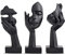 oliruim Decorazione per la casa nera, statua con volto di donna, statua da collezione per casa moderna, soggiorno, libreria, decorazione da scrivania nera, set da 3 pezzi (3 pezzi nero)