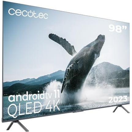 Cecotec VQU30098+S TV 98 QLED 4K UHD, 120Hz, Full Array Local Dimming 192 Zonas, Smart TV Android 11, HDMI 2.1, Google Voice Assistant, Dolby Visiotmos, SubWoofer 60W, Wi-Fi, BT, PVR