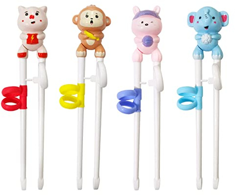 Palillos para niños, 4 palillos de ayuda, palillos de ayuda, palillos reutilizables para niños, palillos de entrenamiento para niños, palillos de entrenamiento para niños, ayuda a los niños para