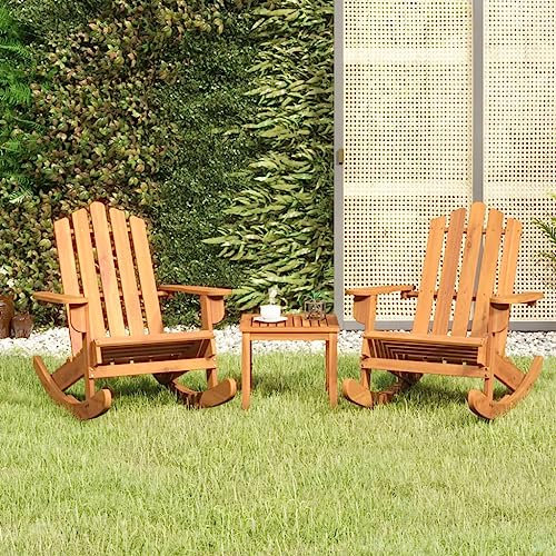 Hommdiy Deckchair Adirondack Stuhl 3-TLG. Garten-Lounge-Set Adirondack Massivholz Akazie Akazien-Massivholz