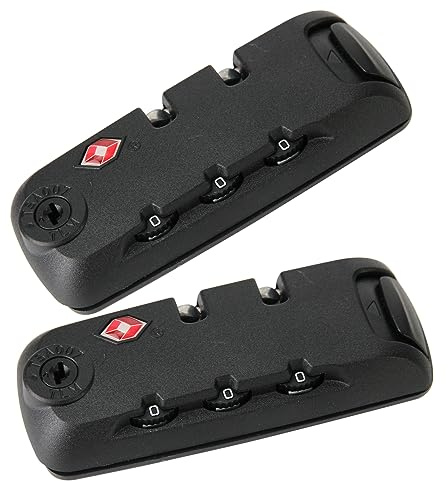 Ech.Apr Paquete de 2 cerraduras TSA para equipaje, cerraduras de equipaje aprobadas por la TSA, cerradura de combinación de viaje pequeña para bolsa de equipaje, mochila, maleta de equipaje (negro A)