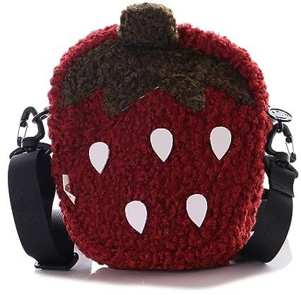 Kawaii-Story LB-7119 Erdbeer rot Frottee Plüsch Damen Tasche 21x18x4,5cm