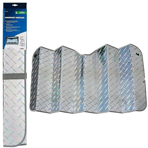 LAMPA 66847 PARASOLE SCUDO TERMICO PER PARABREZZA 140 X 80 (TAGLIA L) SPECIFICO PER AUTO E VEICOLI COMMERCIALI. MULTI STRATO TERMORIFLETTENTE CON ISOLAMENTO CENTRALE IN SCHIUMA ATERMICA DA 3 MM.