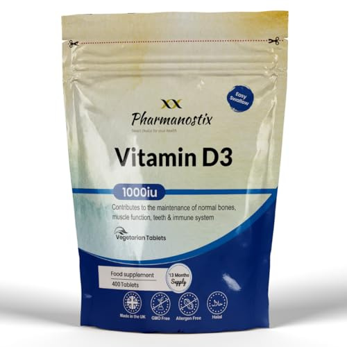 Vitamin D - Easy-Swallow Micro Tablets - One a Day High Strength Cholecalciferol VIT D3 - Vegetarian Supplement - Made in The UK (Vitamin D3 1000iu, 400)
