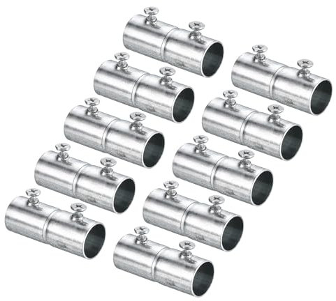 QUARKZMAN Raccordo EMT, 5/8 Pollici EMT Raccordi per Condotti con Accoppiamento a Vite di Fissaggio 47mm Lunghezza Connettore Tubo Condotto Elettrico 0,6mm Muro Spesso, 10pz