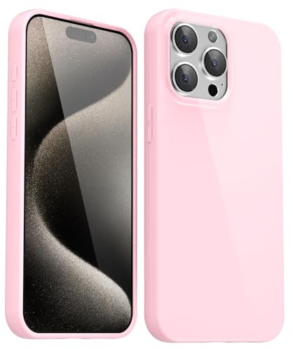Svanove per iPhone 15 Pro Max Custodia in Silicone, Guscio Sottile Tinta Unita Liscio Gomma Gel di Originale, Morbido TPU Guscio Ultrasottile Antiurto Custodia Protettiva, Rosa