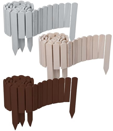 Natursache I Flexible Beeteinfassung I Rollborder bis 30cm hoch | Holz Garten Zaun zum Stecken | Beetumrandung & Rasenkante | Baumumrandung & Beetabgrenzung | Minizaun für Draußen (dunkelbraun 0,1x2m)