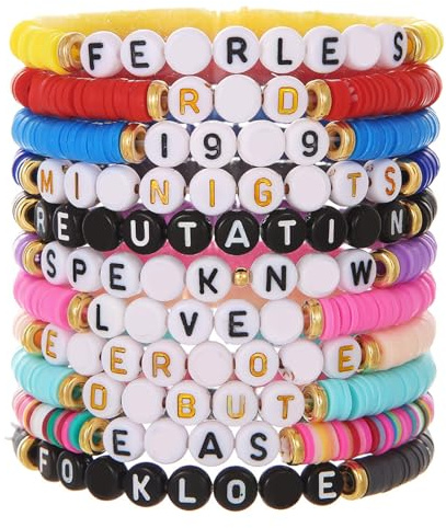 Chongning Lot de 11 bracelets d'amitié inspirés de TS, accessoires de bijoux multicolores pour fille, femme, sœur, fans de musique