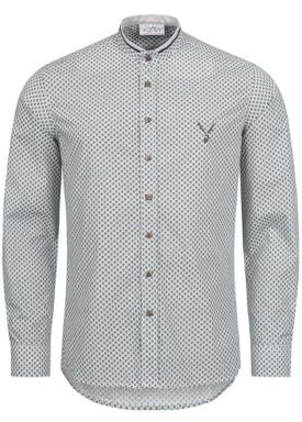 Nübler Trachtenhemd Herren - Langarm Hemden im Landhausstil, Regular Fit mit Ärmeln zum Hochkrempeln - Moderne bayrische Tracht, Johann Weiß-Grün