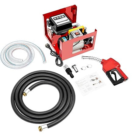 Tagtuell Pompa gasolio combustibile 550 W pompa olio autoadescante stazioni di servizio mobili 60 l/min, con tubi e pistola di erogazione per auto cisterna, automobili, fattorie