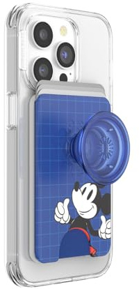 PopSockets Phone Wallet with Expanding Grip and Adapter Ring for MagSafe, Phone Card Holder, Wireless Charging Compatible, Wallet Compatible with MagSafe, Disney - Mod Mickey