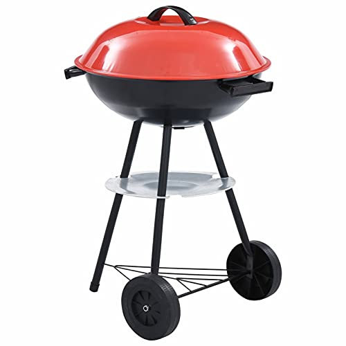 44 cm tragbarer XXL Holzkohle-Kugelgrill mit Rädern - leicht zu bewegen und überall zu kochen - Perfekt für Grillabende im Freien und Partys
