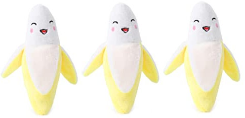 Liummrcy Hundespielzeug für kleine Hunde Haustier Welpe Plüschkäsekauen Quietscher Quietschbananen Interaktives Hund Spielzeug Set von 3, Haustier Quietschspielzeug