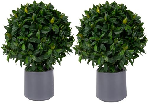 Künstliche Formschnitt-Kugeln, immergrün, Set mit Früchten, 60 cm, Buchsbaumkugeln, Sträucher mit Topf, UV-beständig, für Haus, Veranda, Dekoration, künstliche Pflanzen, Sträucher für drinnen und