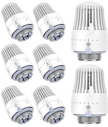 Vegena Termostato per termosifone, termostato, testa termostatica, regolatore di riscaldamento: 8 pezzi, valvola per radiatore M30 x 1,5, testa termostatica, testa di ricambio per ufficio casa