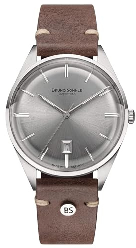 Bruno Söhnle Herrenuhr Original NEU Merano Herrenuhr Dunkelbraun Silber Quarz Saphirglas 40mm- 17-13232-241