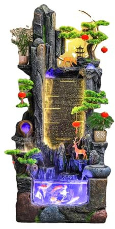 huanglyc-232 Fontaine sur Pied pour Salon, Fontaine d'eau avec rocaille, Aquarium de Paysage d'eau en Circulation, décorations de Bureau de Balcon de Salon, Fontaine de Jardin(S)