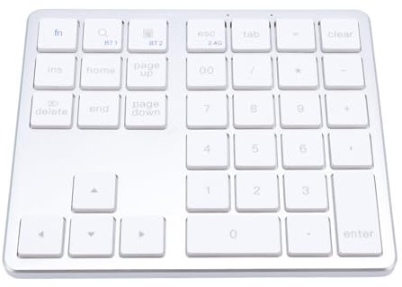 Denash Pavé Numérique sans Fil, 35 Touches, Clavier Rechargeable avec Commutation Triple Appareil, Design Ultra Fin, Batterie Longue Durée, pour PC, Ordinateur Portable, Tablette