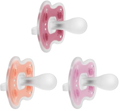 Dr. Brown's Advantage Einteiliger Silikon Baby Schnuller, vollsymmetrischer Schnuller, Koralle/Hellrosa/Rosa, 6-18 Monate, BPA-frei, 3 Stück