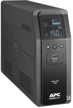 APC 1500VA UPS Battery Backup & Surge Protector, Backup Battery Power Supply with AVR, Dataline Protection, BN1500M2R (Renewed)