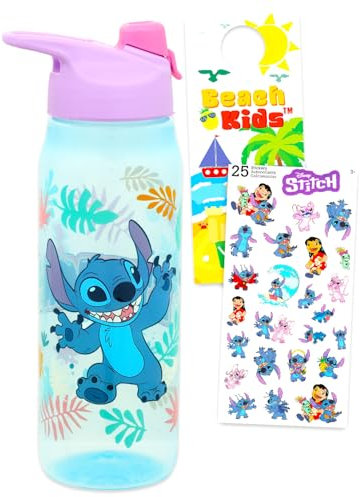 Disney Stitch Water Bottle Bundle School Supplies Set with 20 Oz Drinking Cup, Stickers, More | Lilo and Stitch Water Bottle for Kids, Girls
