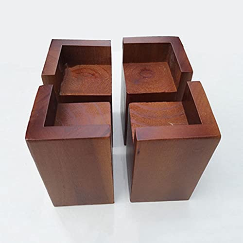 Möbelhöjare i massivt trä uppsättning med 4 elefantfötter design 6 x 6 x 8 cm tunga sänglyft för underbäddens förvaring soffor skrivbord och spjälsängar.