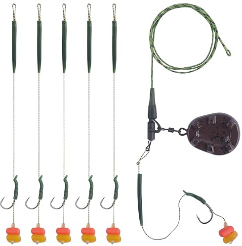 Kit d'accessoires faits à la main pour la pêche à la carpe, la carpe, bas de ligne avec poids en plomb revêtu, hameçons, housses d'appâts de maïs, bas de ligne pour la pêche en basse