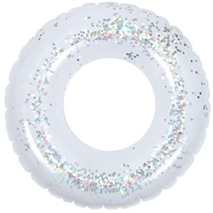 Bouée de Natation Gonflable Colorée Paillettes Accessoire Flottant pour Piscine PVC pour Fêtes Couleur Aléatoire