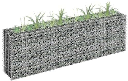 HaoChrymec Jardinière Surélevée en Gabion with Acier Galvanisé, Parterre Surélevé en Gabion, Panier à Pierre, Cage en Métal, Jardinière à Gabion, Jardin ou Cour, 180 x 30 x 60 cm