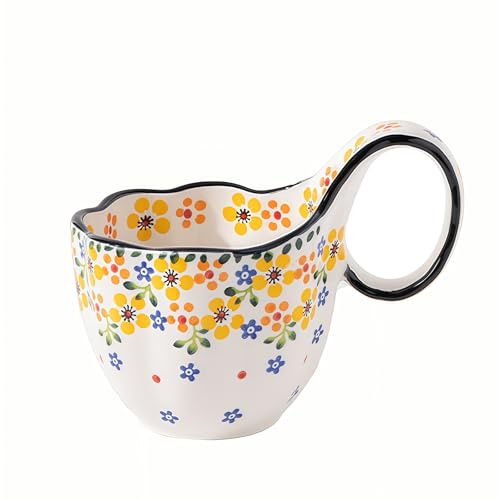 yampiyt Soup Bowls, Soup Mugs, Polish Ceramic Hand Painted Soup Bowl, Dishwasher & Microwave Safe