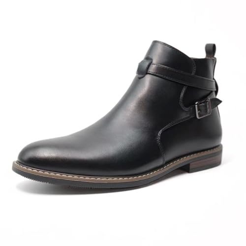 Finishing & Sewing Men's Classic Strap Jodhpur Boots, Buckle Strap, Casual Chelsea Style (Black, Adult, Men, 10, Numeric, US Footwear Size System, Medium)