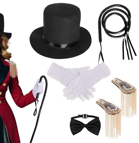 Dopsyesn Accesorios de Disfraces de Tema Circo | Sombrero de Copa y Charreteras,Accesorios para Disfraces de Hombre y Mujer - Fiestas y Cosplay