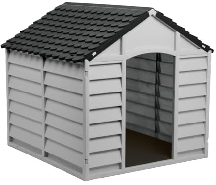 DOG KENNEL SMALL TO MEDIUM GREY DURABLE PLASTIC WINTER HOUSE